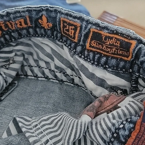 Rock Revival Distressed Lydia Slim Boyfriend Jeans pants size 26 - Picture 6 of 6